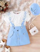Fashion Solid Color Patchwork Cotton Girls Clothing Sets main image 5
