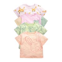 Casual Animal Cartoon Solid Color Printing Cotton T-shirts & Blouses main image 3