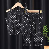 Casual Round Dots Flower Leopard Polyester Girls Clothing Sets sku image 1