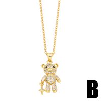 1 Piece Cute Little Bear Copper Plating Inlay Zircon 18k Gold Plated Pendant Necklace main image 2