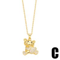 1 Piece Cute Little Bear Copper Plating Inlay Zircon 18k Gold Plated Pendant Necklace main image 4