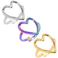 Wholesale 1 Piece Simple Style Heart Shape Titanium Steel Open Ring main image 2