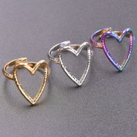 Wholesale 1 Piece Simple Style Heart Shape Titanium Steel Open Ring main image 4