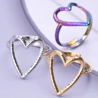 Wholesale 1 Piece Simple Style Heart Shape Titanium Steel Open Ring main image 1