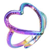 Wholesale 1 Piece Simple Style Heart Shape Titanium Steel Open Ring sku image 2