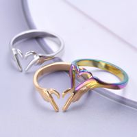 Wholesale 1 Piece Simple Style Heart Shape Titanium Steel Open Ring main image 6