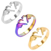 Wholesale 1 Piece Simple Style Heart Shape Titanium Steel Open Ring main image 5