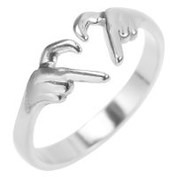 Wholesale 1 Piece Simple Style Heart Shape Titanium Steel Open Ring sku image 1