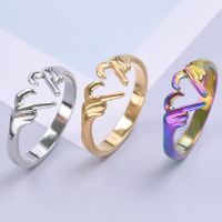 Wholesale 1 Piece Simple Style Heart Shape Titanium Steel Open Ring main image 3