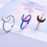 Wholesale 1 Piece Ins Style Moon Titanium Steel Open Ring main image 6