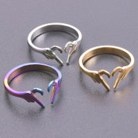 Wholesale 1 Piece Simple Style Heart Shape Titanium Steel Open Ring main image 2
