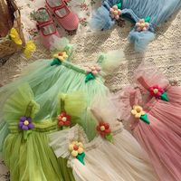 Princess Solid Color Flower Polyester Girls Dresses main image 5