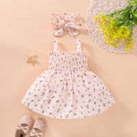 Simple Style Flower Printing Cotton Girls Dresses sku image 5