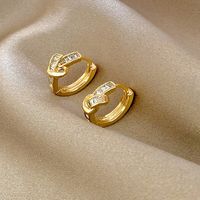 1 Pair Korean Style Knot Inlay Alloy Zircon Hoop Earrings main image 1