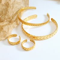 Wholesale 1 Piece Ins Style Grain Titanium Steel 18k Gold Plated Rings Bracelets main image 11