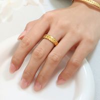 Wholesale 1 Piece Ins Style Grain Titanium Steel 18k Gold Plated Rings Bracelets main image 7