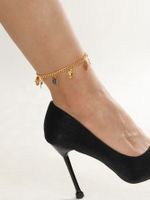 Retro Maple Leaf Butterfly 18k Gold Plated Copper Wholesale Anklet main image 4