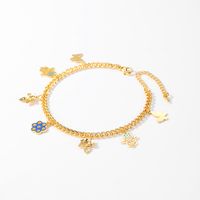 Retro Maple Leaf Butterfly 18k Gold Plated Copper Wholesale Anklet main image 7