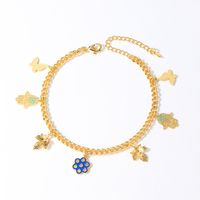 Retro Maple Leaf Butterfly 18k Gold Plated Copper Wholesale Anklet main image 6