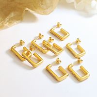 Wholesale 1 Pair Shiny Square Titanium Steel 18k Gold Plated Zircon Ear Studs main image 10