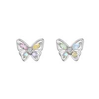 1 Pair Sweet Butterfly Copper Plating Inlay Artificial Gemstones White Gold Plated Ear Studs main image 3