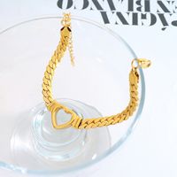 Wholesale 1 Piece Vintage Style Heart Shape Titanium Steel 18k Gold Plated Bracelets main image 9