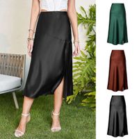 Summer Spring Retro Solid Color Spandex Polyester Maxi Long Dress Skirts main image 6