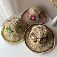 Women's Vacation Color Block Big Eaves Straw Hat main image 5