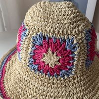 Women's Vacation Color Block Big Eaves Straw Hat main image 3