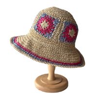 Women's Vacation Color Block Big Eaves Straw Hat main image 4