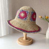 Women's Vacation Color Block Big Eaves Straw Hat sku image 1