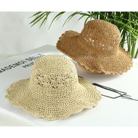 Women's Vacation Solid Color Flat Eaves Straw Hat main image 1