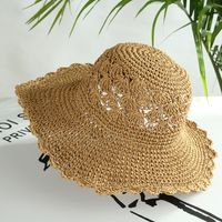 Women's Vacation Solid Color Flat Eaves Straw Hat sku image 2