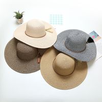 Women's Vacation Solid Color Flat Eaves Sun Hat Straw Hat main image 5