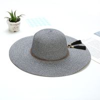 Women's Vacation Solid Color Flat Eaves Sun Hat Straw Hat sku image 4