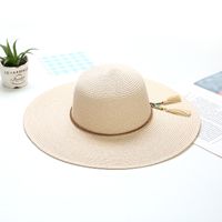 Women's Vacation Solid Color Flat Eaves Sun Hat Straw Hat main image 6