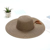Women's Vacation Solid Color Flat Eaves Sun Hat Straw Hat sku image 3