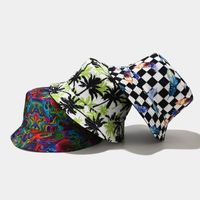 Unisex Lässig Farbblock Blume Breite Traufen Bucket Hat main image 2