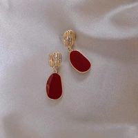 Wholesale Jewelry 1 Pair Simple Style Oval Alloy Drop Earrings main image 2