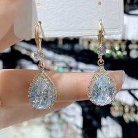 1 Pair Luxurious Water Droplets Inlay Alloy Rhinestones Drop Earrings sku image 6