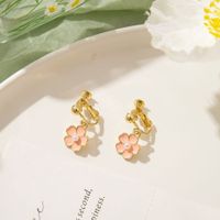 Bijoux En Gros 1 Paire Élégant Cerise Forme De Cœur Fleur Alliage Perles Artificielles Clips D'oreille sku image 11