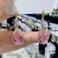 1 Pair Luxurious Water Droplets Inlay Alloy Rhinestones Drop Earrings main image 1