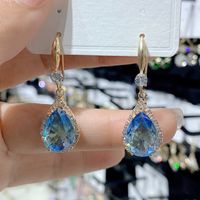 1 Pair Luxurious Water Droplets Inlay Alloy Rhinestones Drop Earrings sku image 4