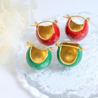 Wholesale 1 Pair Vintage Style Solid Color Titanium Steel 18k Gold Plated Earrings main image 1