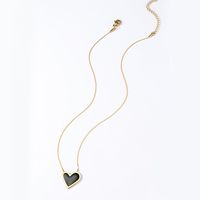 Stainless Steel 18K Gold Plated Simple Style Enamel Plating Heart Shape Resin Pendant Necklace main image 4