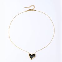 Stainless Steel 18K Gold Plated Simple Style Enamel Plating Heart Shape Resin Pendant Necklace main image 3