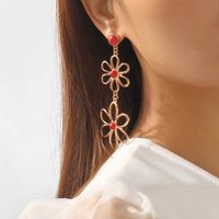 Wholesale Jewelry 1 Pair Simple Style Flower Metal Turquoise Drop Earrings main image 2