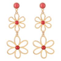 Wholesale Jewelry 1 Pair Simple Style Flower Metal Turquoise Drop Earrings sku image 1