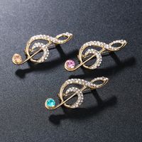 Retro Notes Alloy Inlay Rhinestones Women's Brooches main image 5