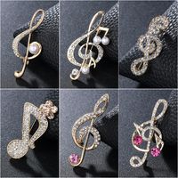 Retro Notes Alloy Inlay Rhinestones Women's Brooches main image 1